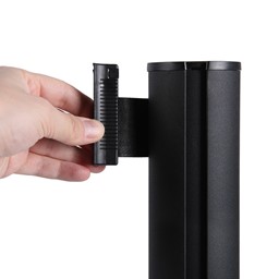 Tensatoren - Gurtständer Schwarz mit schwarzem Absperrband Tensatoren - Gurtständer Schwarz mit schwarzem Absperrband